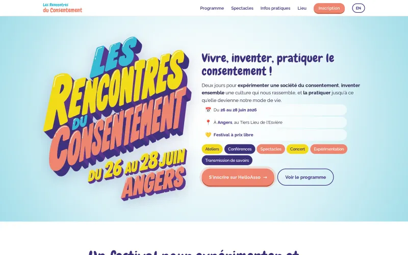 Page d'accueil du festival Les Rencontres du Consentement